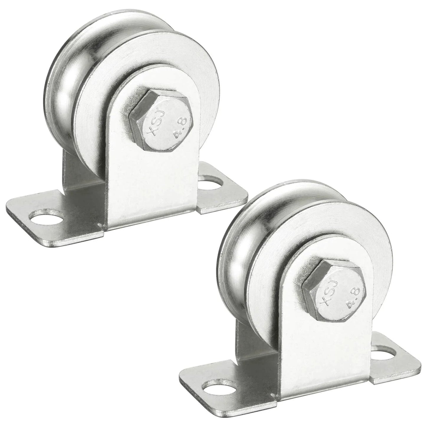 48mm Wheel Cable Pulley Wall Mount With Two Ball Bearings In Bearing Steel And Stainless Steel Rope For Pulley System And Sliding Gate Heavy Duty Application High Load Capacity 1100 Lb 2 Pieces With Anti Loosening Self Locking Nuts