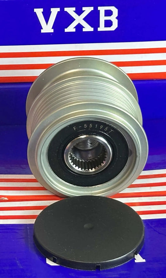 F-551957 Automotive Parts Auto Car Alternator Pulley for Land Rover, aluminum construction, front view with black inner gear.