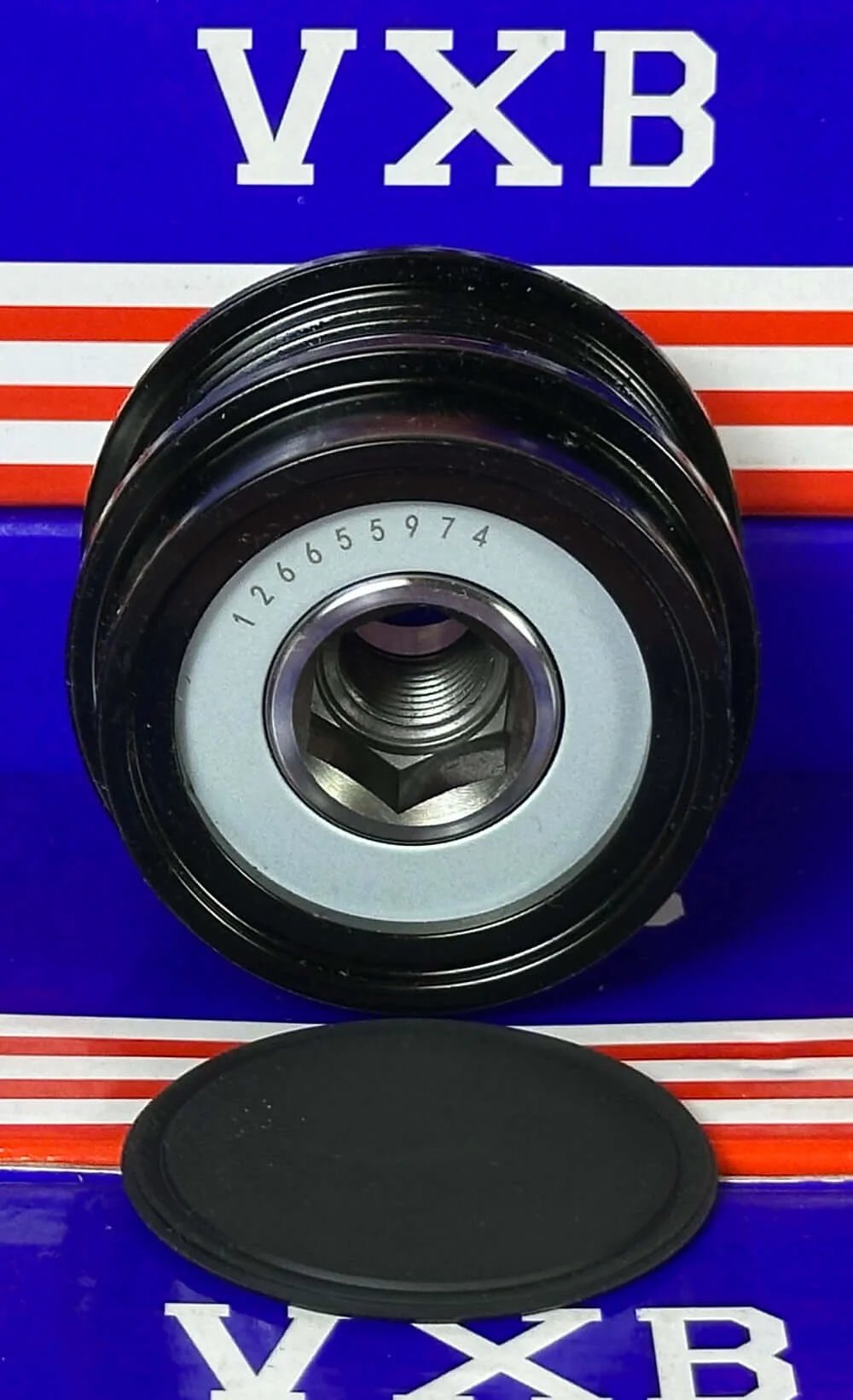 126655974 Clutch Pulley Bearings FOR CADILLAC front view, showing black pulley housing and central hub.