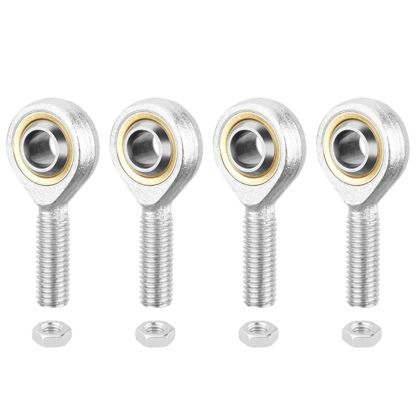 SA5T/K rod end bearing kit, 4 pcs with 5mm bore and M5x0.8 right hand male thread, self lubricating heim joints with jam nuts, front view