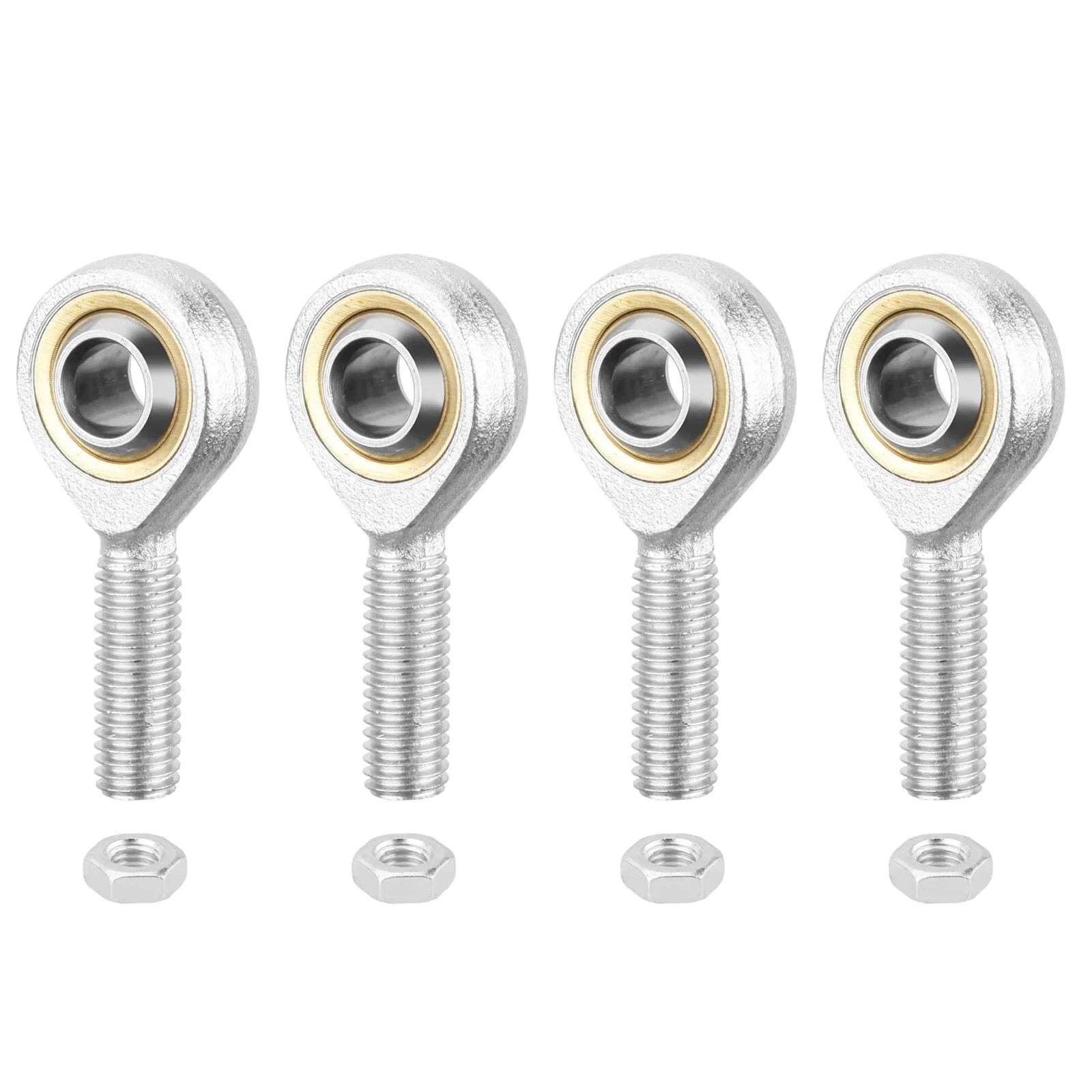 SA5T/K rod end bearing kit, 4 pcs with 5mm bore and M5x0.8 right hand male thread, self lubricating heim joints with jam nuts, front view