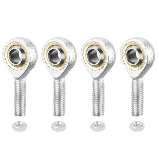 SA5T/K rod end bearing kit, 4 pcs with 5mm bore and M5x0.8 right hand male thread, self lubricating heim joints with jam nuts, front view