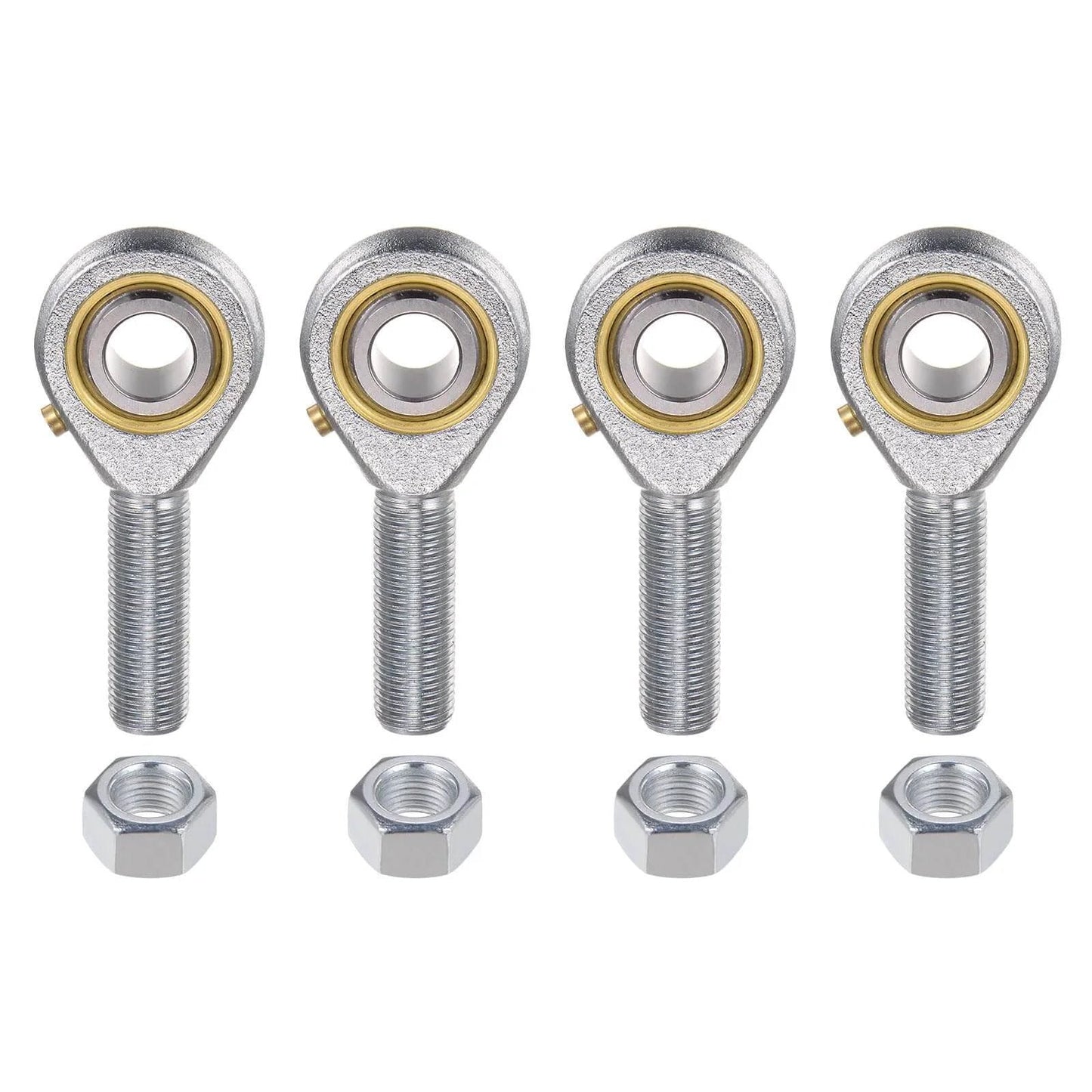 4pcs POSB8 Male Rod End Bearing 1/2 Inch Bore and 1/2-20 Right Hand Thread, Self-Lubricating Joint Rod Ends, Includes Jam Nuts