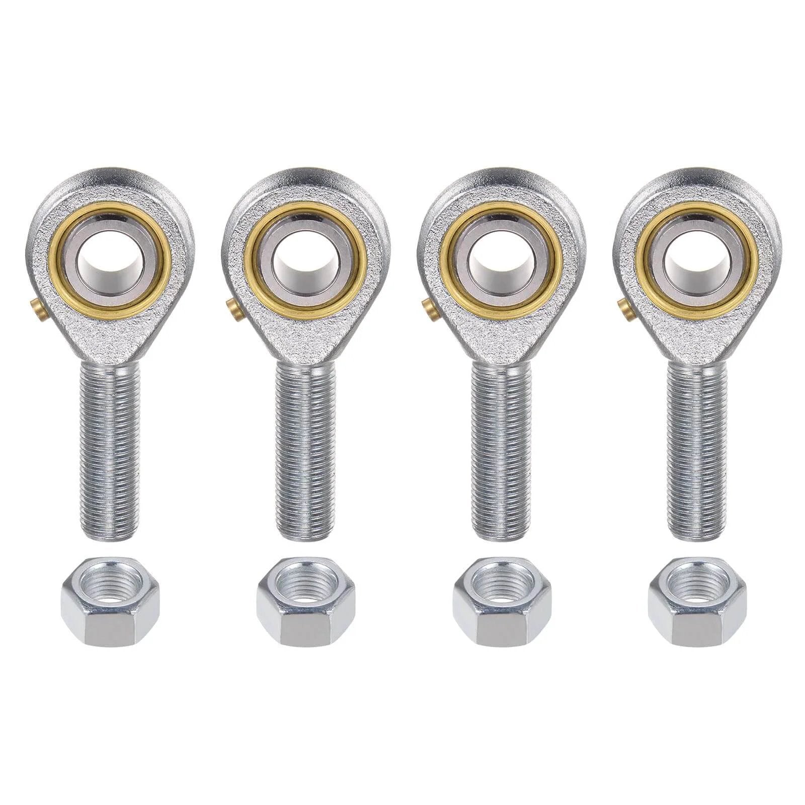 4pcs POSB8 Male Rod End Bearing 1/2 Inch Bore and 1/2-20 Right Hand Thread, Self-Lubricating Joint Rod Ends, Includes Jam Nuts