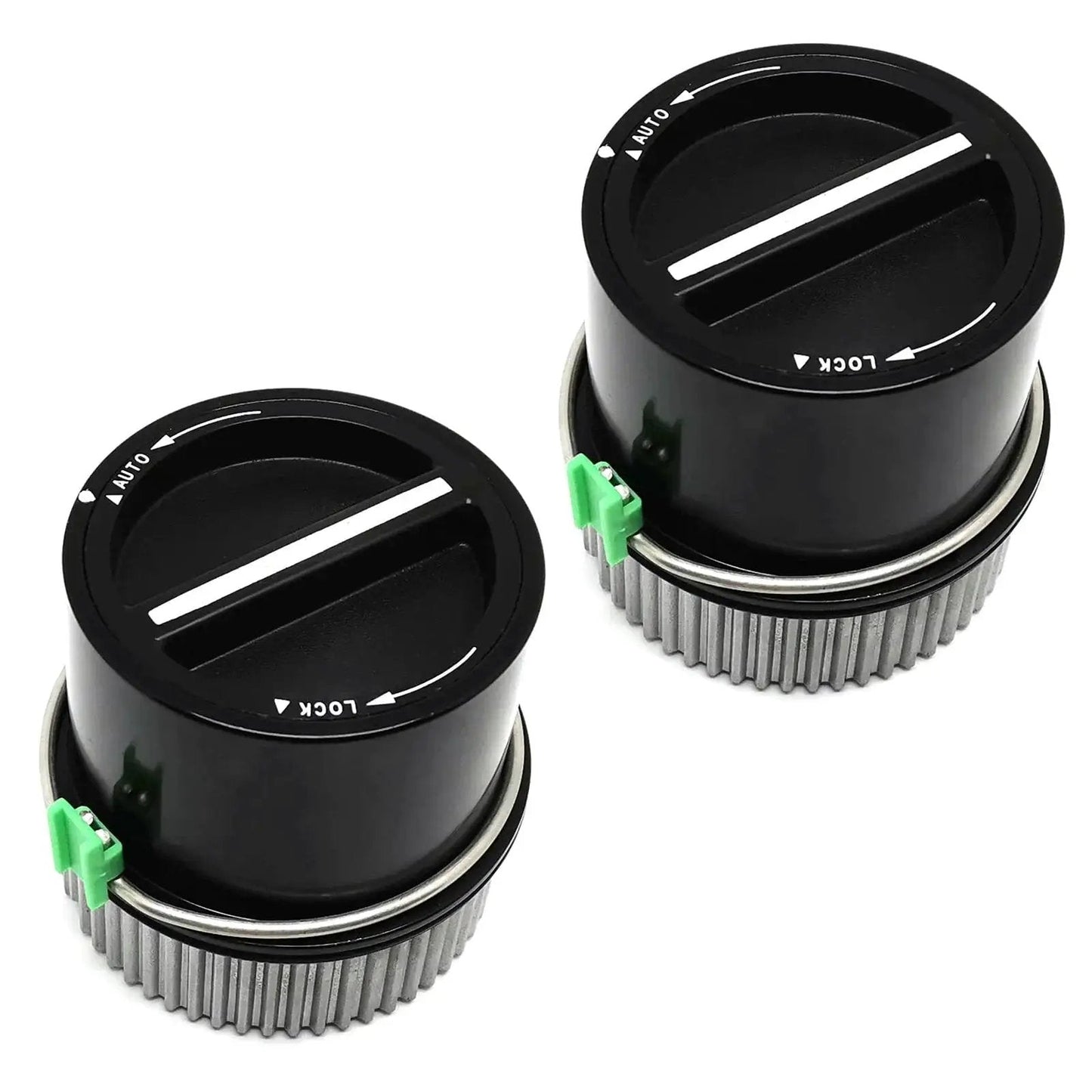 4WD Auto Locking Hub Pair Kit Replacement For Ford F-Series 1999-2004 F250 F350 F450 F550 Super Duty close-up of locking hubs.