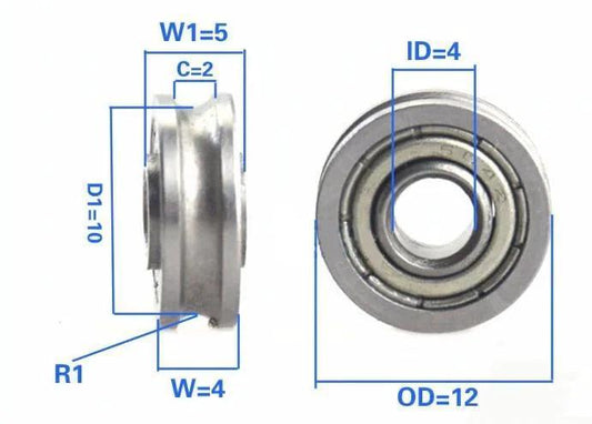 4x12x5mm U-Groove Pulley Ball Bearing