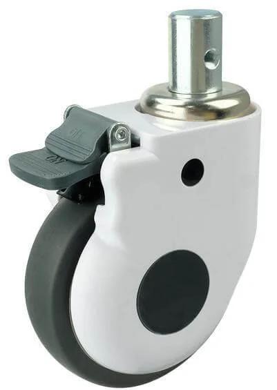 5" 242 Lbs Medical Caster Wheel - Brake Tapped Stem - TPR