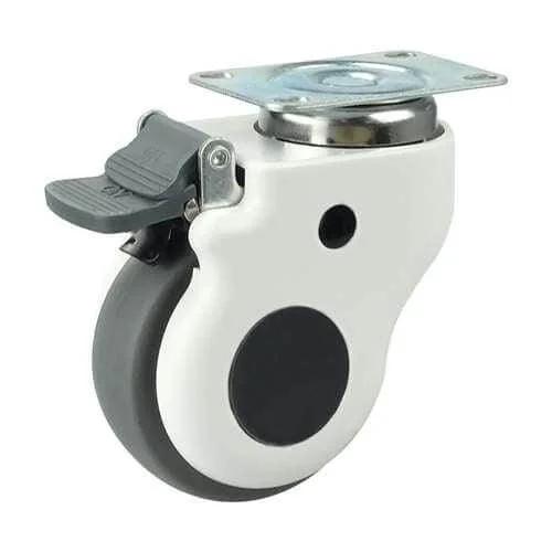 5" 242 Lbs Medical Caster Wheel - Plate w Brake TPR