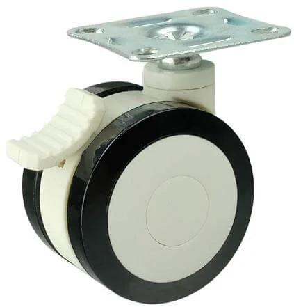 5" 275 Lbs Medical Caster Wheel - Plate w/ Brake PU/ABS material