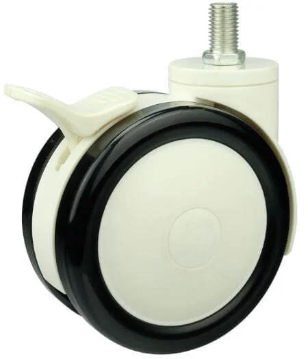 5" 275 Lbs Medical Caster Wheel w/ Brake M12 Threaded - Stem PU/ABS material