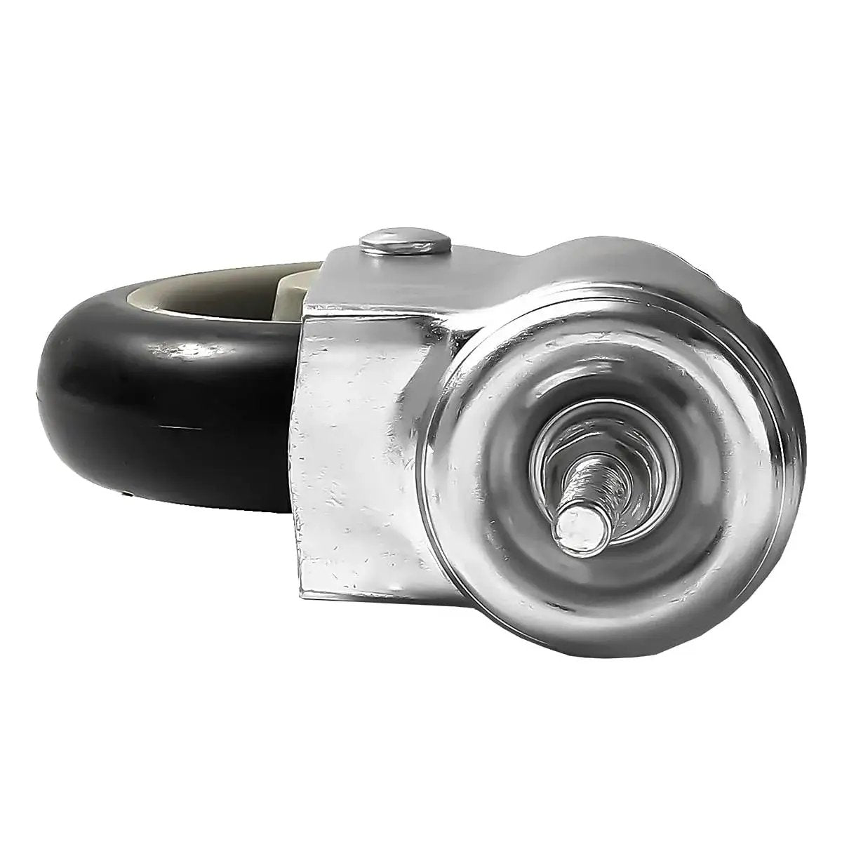 5 Inch Black Caster Wheel No Brake With Three Eighths To One Point Two Inch Threaded Stem Mount Industrial Grade Polyurethane Wheel