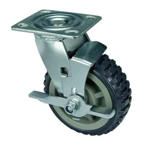 5" Heavy Duty Caster Wheel 507 Lbs - Center Brake Polypropylene core - PU Top Plate