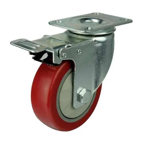 5" Caster Wheel - Brake - PVC - Top Plate Mount