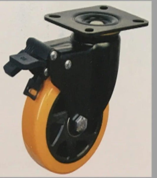 5" Caster Wheel 661 Lbs - Brake PU - Polypropylene Top Plate