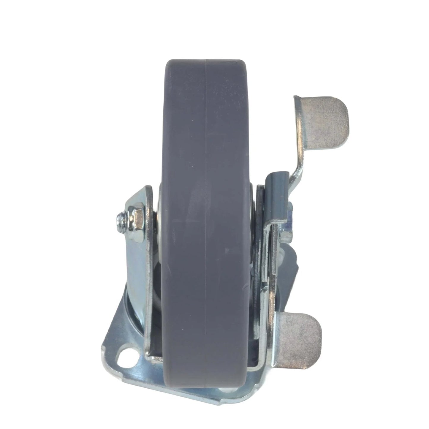 Side view of 5 Inch Swivel Caster Wheels Set of 4 with Brakes, Heavy Duty Plate Polyurethane Castor Wheels for smooth, quiet rolling.