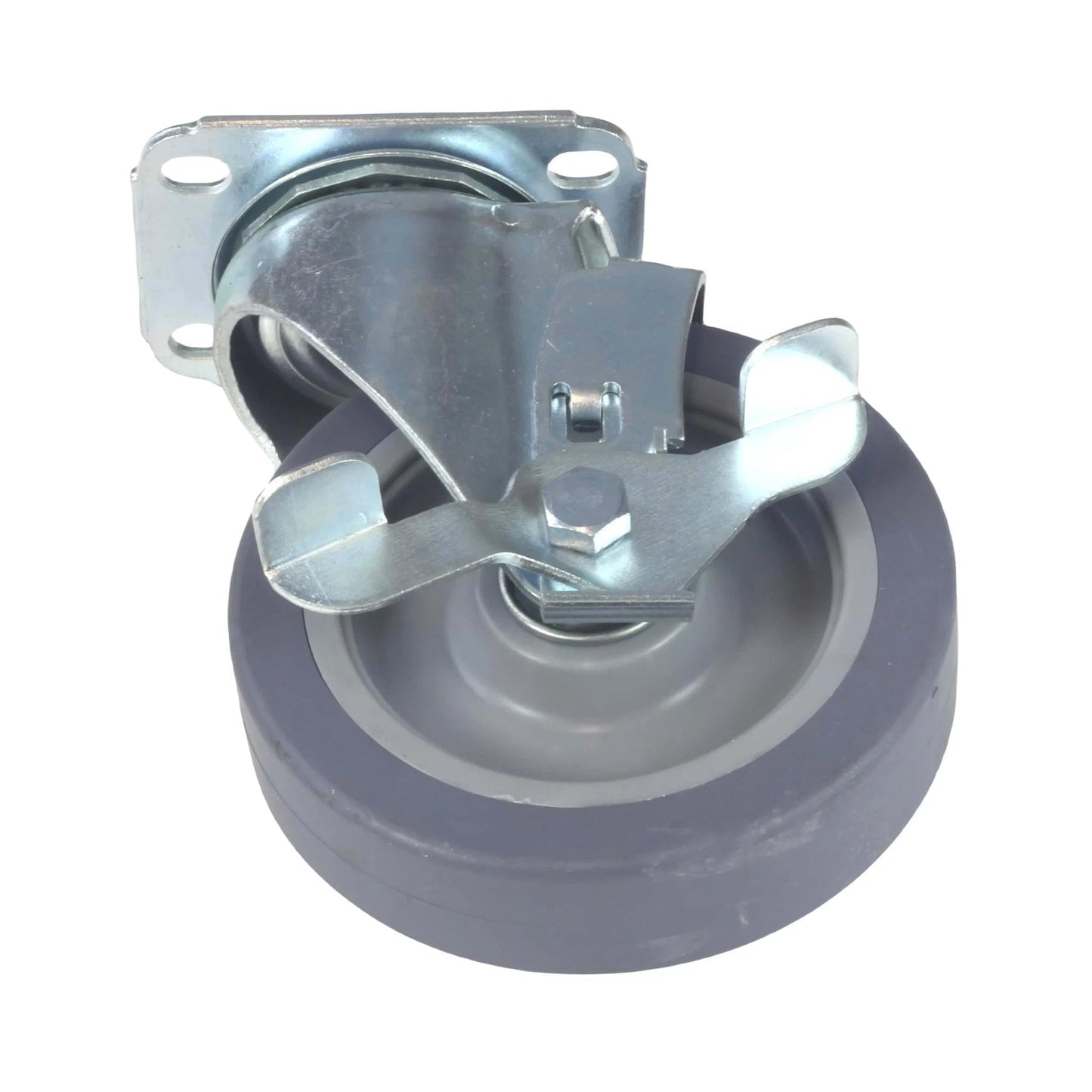 5 Inch Swivel Caster Wheels Set of 4 with Brakes, Heavy Duty Plate Polyurethane Castor Wheels, Smooth Quiet Rolling