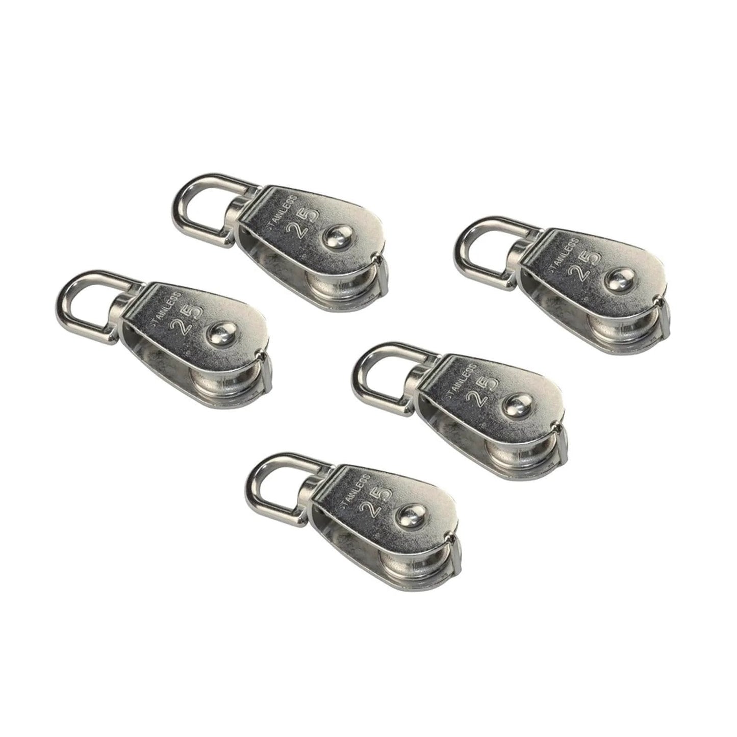 5-Pack Stainless Steel 304 Single Sheave Swivel Eye Rope Pulley 15mm 20mm 25mm 32mm 50mm Rigging Hardware Lifting Swivel Pulley(15mm)