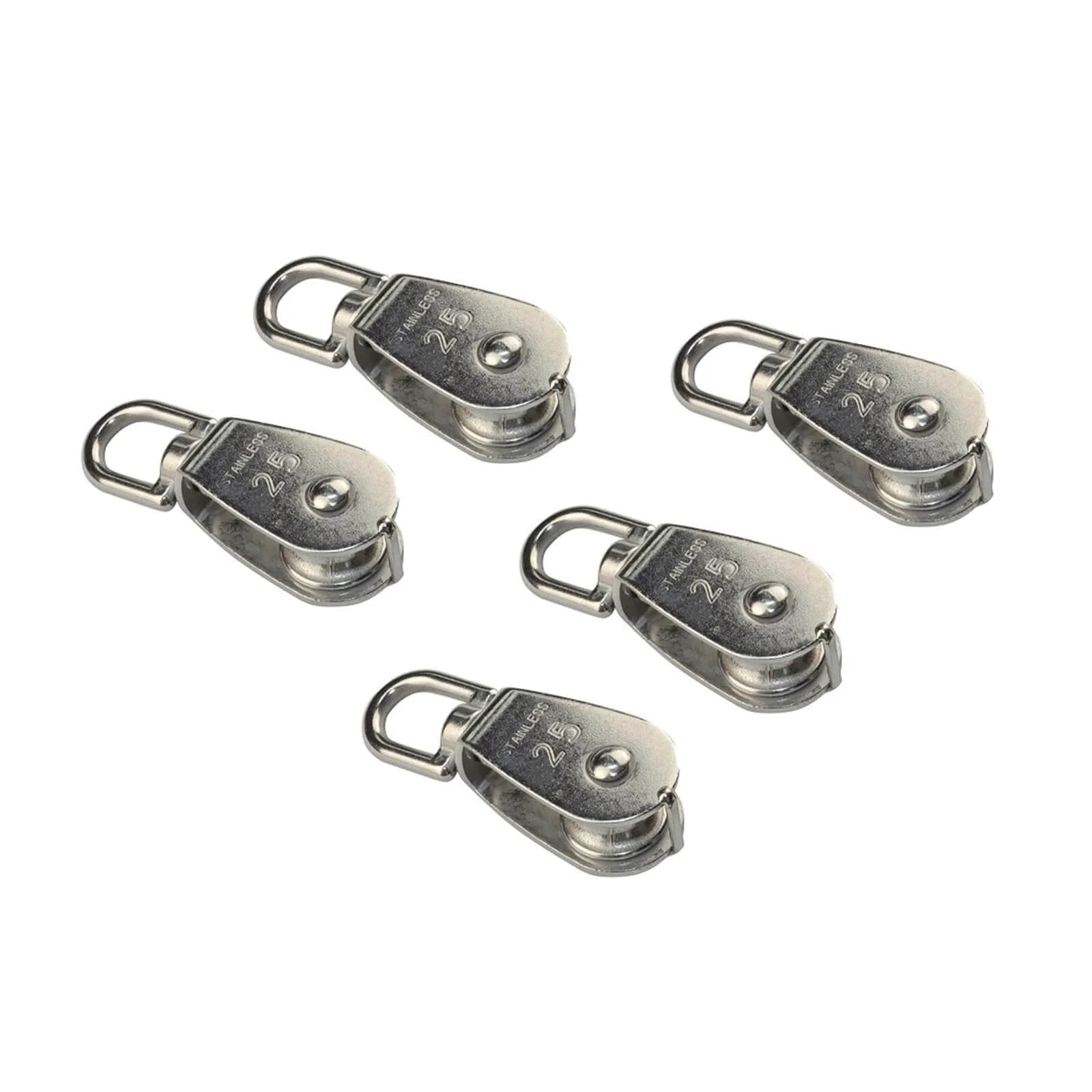 5-Pack Stainless Steel 304 Single Sheave Swivel Eye Rope Pulley 15mm 20mm 25mm 32mm 50mm Rigging Hardware Lifting Swivel Pulley(15mm)