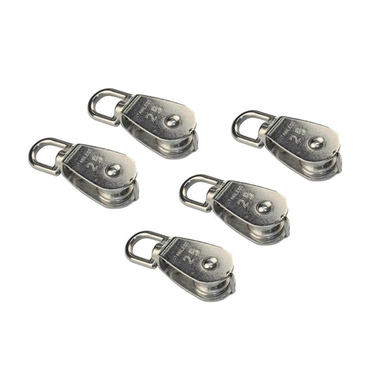 5-Pack Stainless Steel 304 Single Sheave Swivel Eye Rope Pulley 15mm 20mm 25mm 32mm 50mm Rigging Hardware Lifting Swivel Pulley(15mm)