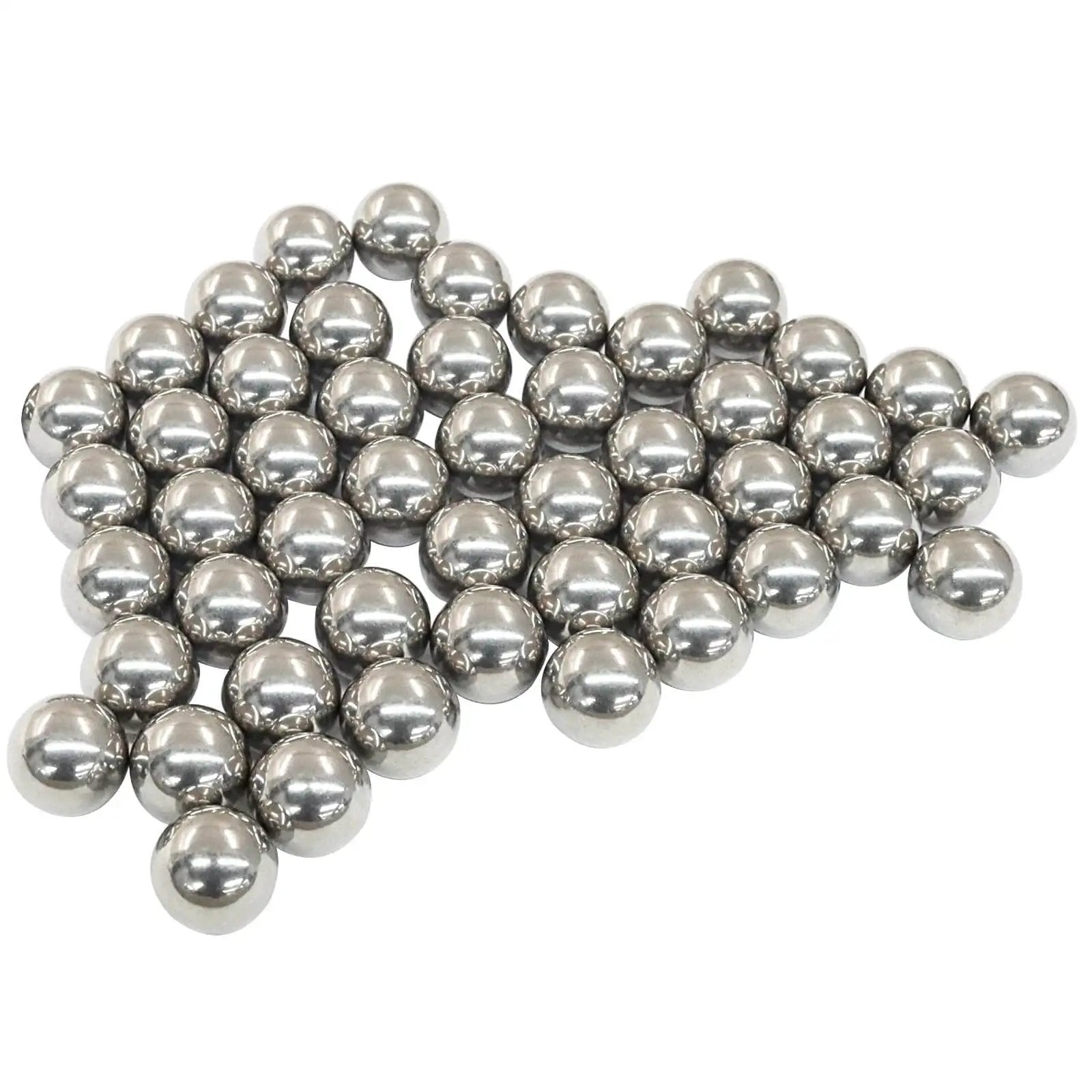 Premium 50 Pack 8mm Stainless Steel Bearing Balls 304 Grade 0.31 Inch Size G200 Precision Balls 28HRC High Quality Corrosion And Wear Resistant Bearings For Mechanical Projects arranged on a surface.