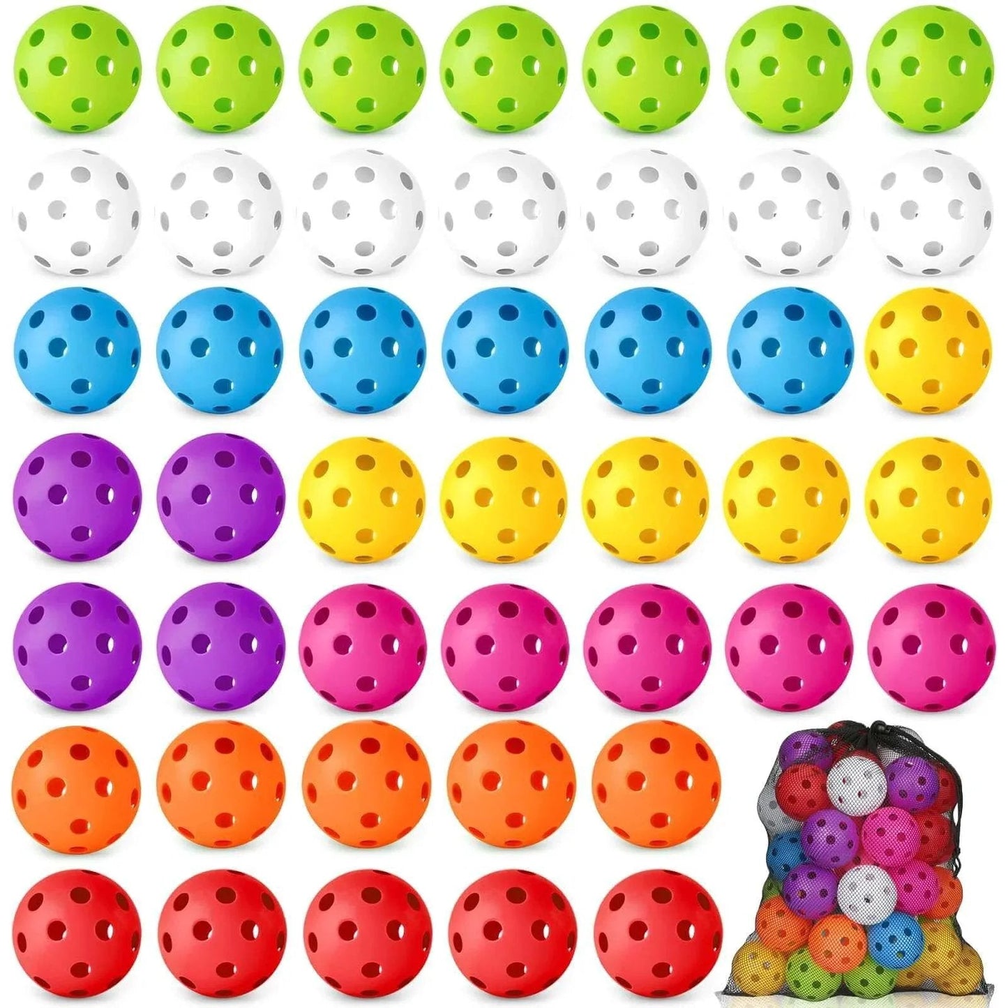50 Pack Baseball Practice Balls Plastic Training Balls Lightweight Hollow Softballs with a Drawstring Bag for Hitting, Baseball Training Indoor Outdoor Use (8 Colors)