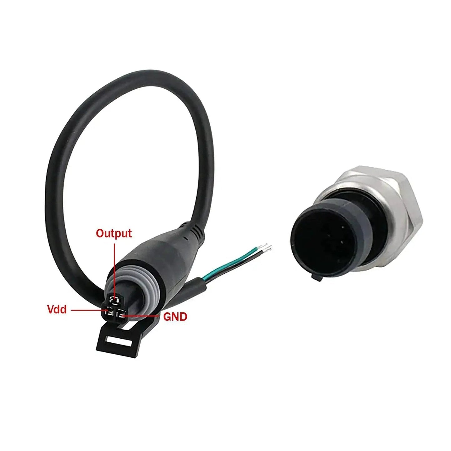 Built Tough 500 Psi 1/8 NPT Pressure Transducer Sensor for oil pressure sender, stainless steel body with wiring and connector