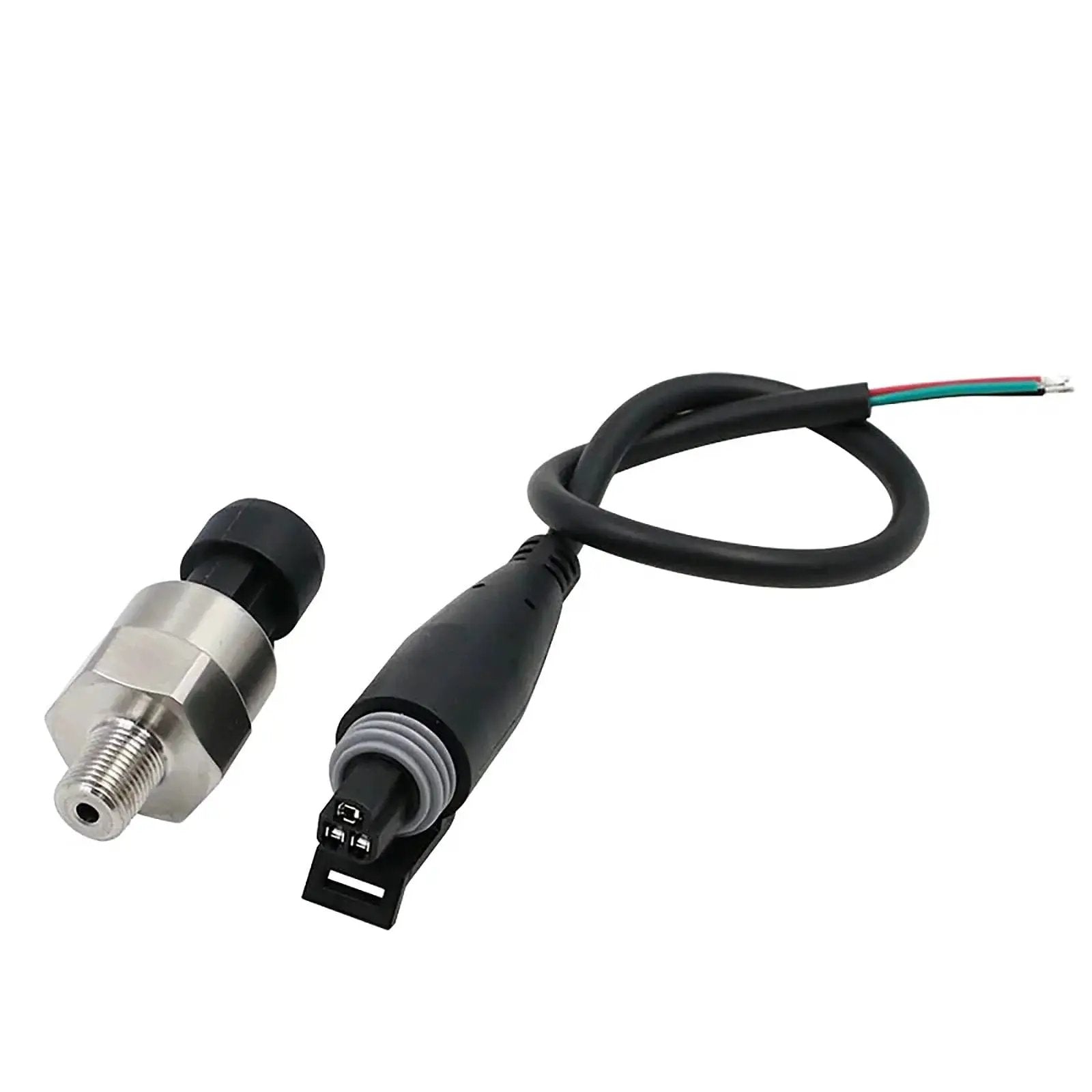 Built Tough 500 Psi 1/8 NPT Pressure Transducer Sensor for oil pressure sender, stainless steel transmitter with wiring for cars and marine systems.