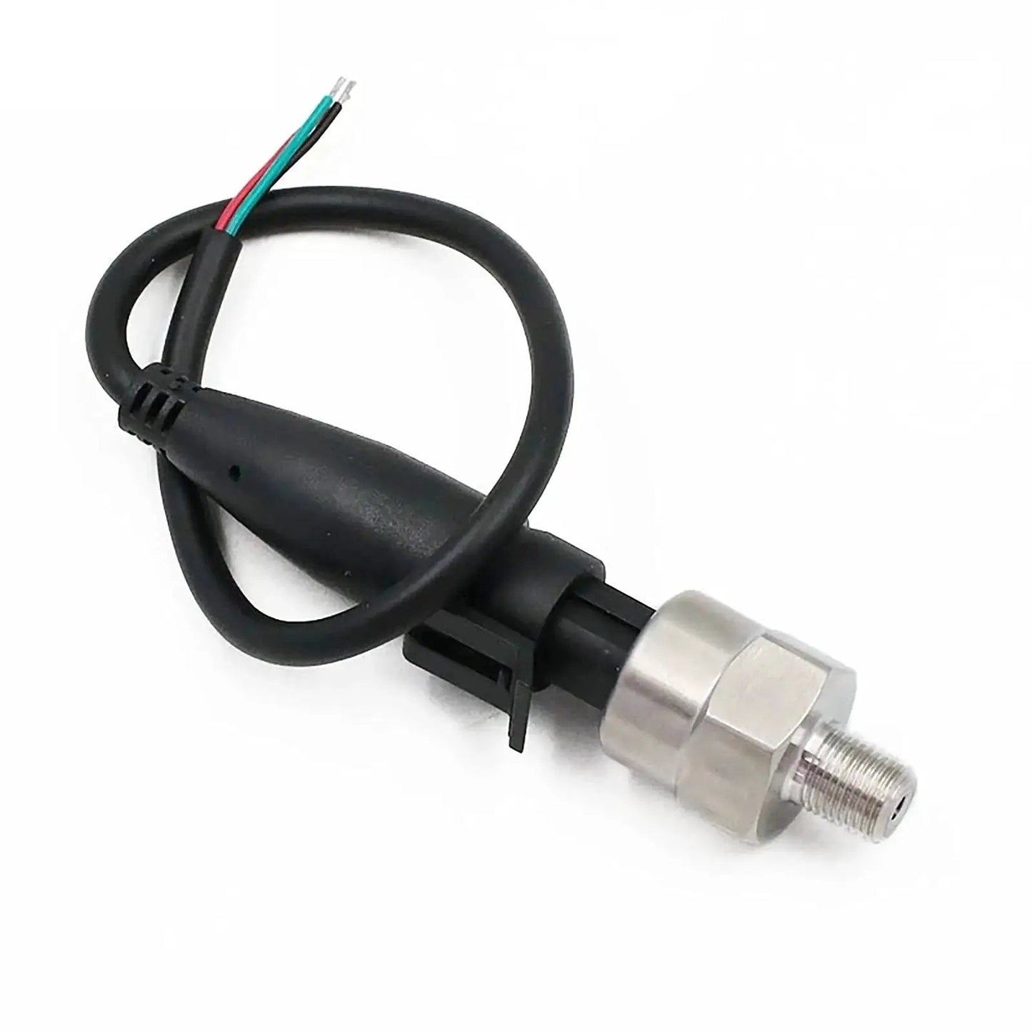 Built Tough 500 Psi 1/8 NPT Pressure Transducer Sensor for Oil Pressure Sender, stainless steel body with wiring view