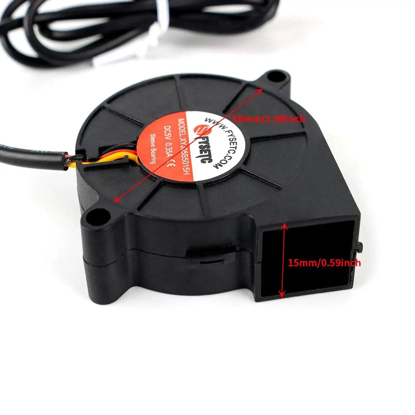 Two Pack Blower Fan 5015 50x50x15mm For Prusa I3 MK3 MK3S Extruder Hotend Cooling Sleeve Bearing 5V DC 0.35A fan close-up