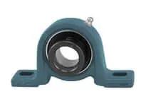Front view of Single 20mm Narrow Eccentric Collar Pillow Block Bearing KHPW204 with malleable iron housing, M10 bolt.
