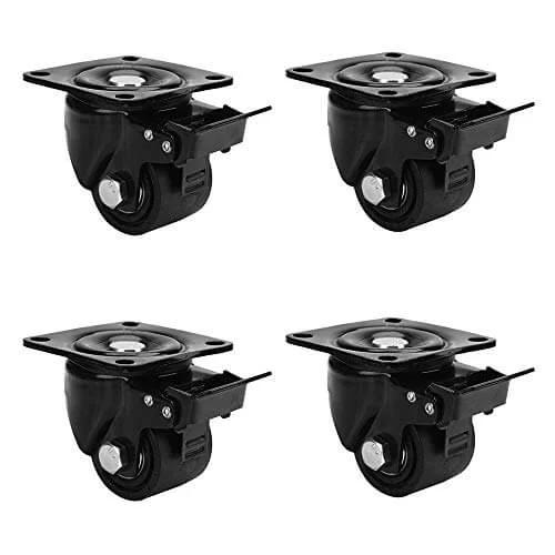 50mm Heavy Duty Swivel Caster Wheels Set of 4 with Brake, Industrial Plate Castors with Steel Plate & Double Ball Bearings, Smooth Silent Rolling Wheels, Load Capacity Up to 1500kg for Furniture & Trolleys
