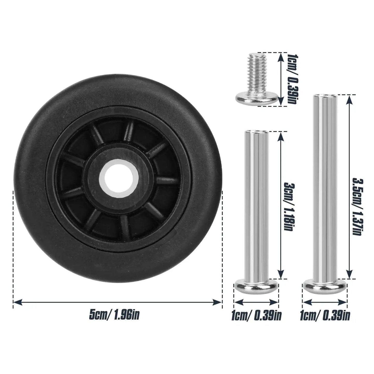Four Piece 50mm Luggage Replacement Wheel Kit For Travel Suitcases Swivel Caster Wheels With Smooth Rubber Tread