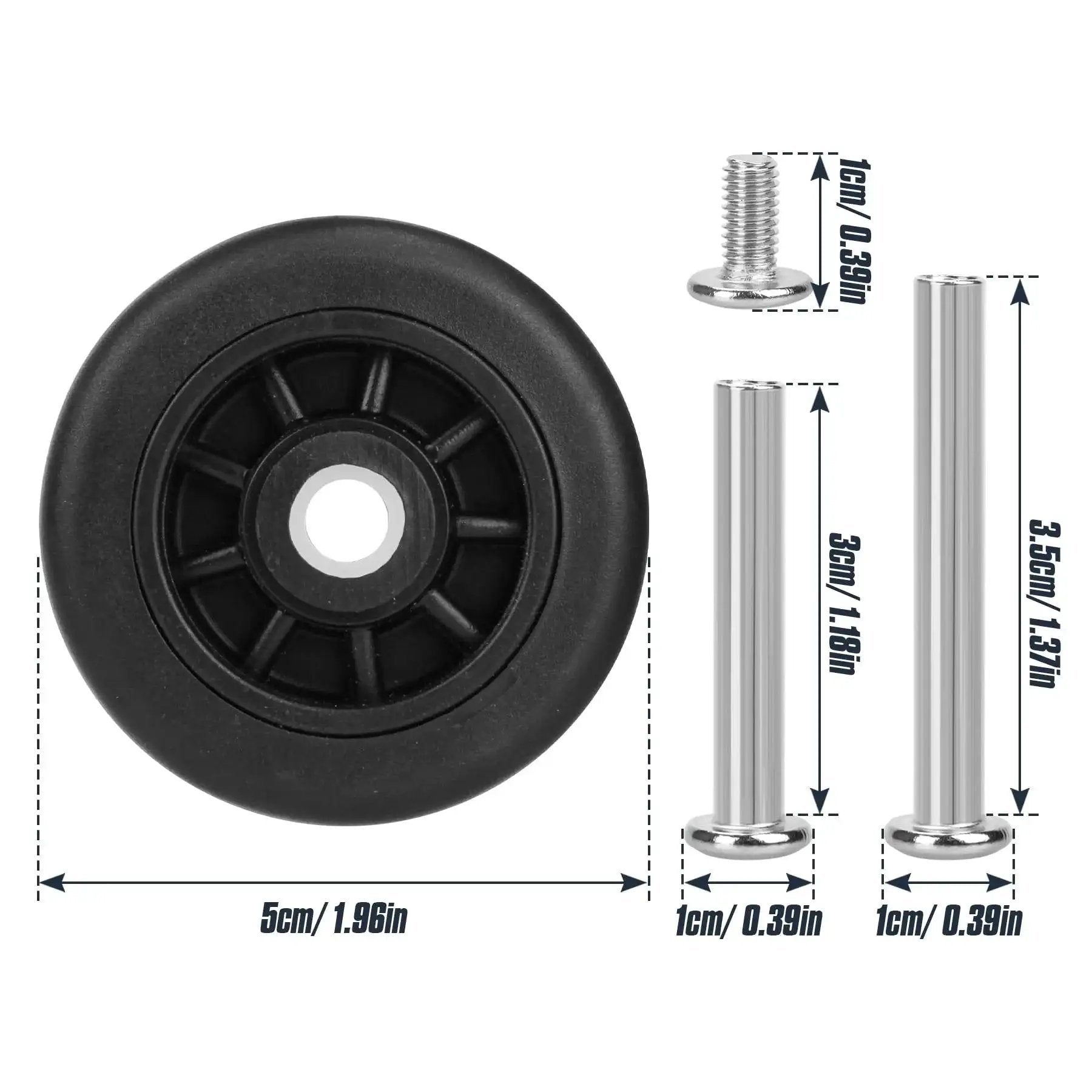 Four Piece 50mm Luggage Replacement Wheel Kit For Travel Suitcases Swivel Caster Wheels With Smooth Rubber Tread