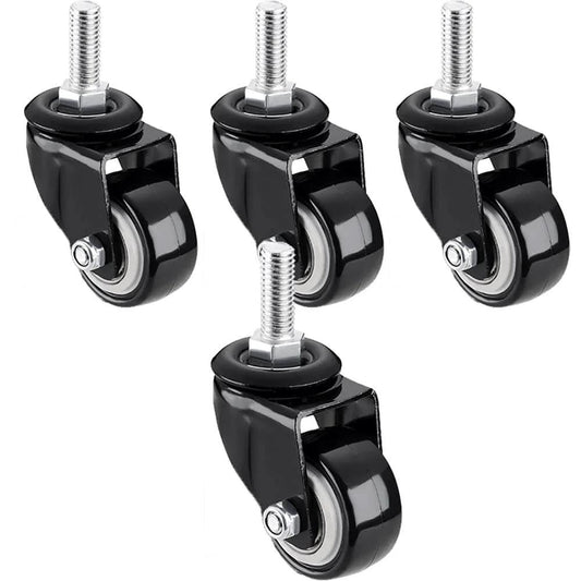 50mm PU Swivel Caster Wheels Set of 4 with Brake, Heavy Duty Threaded Stem Casters for Furniture, Quiet Non Marking Polyurethane Wheels