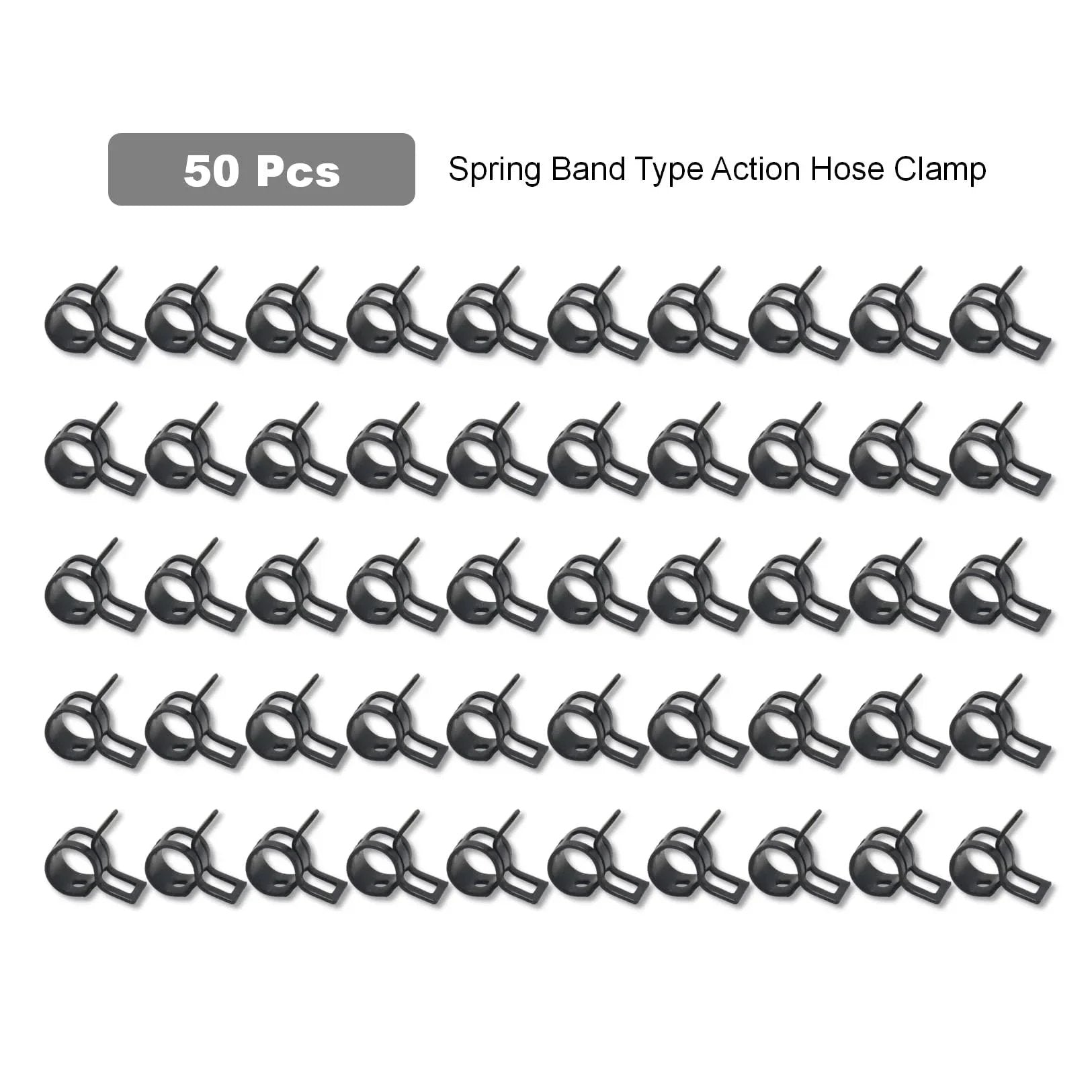 50 Pack Quarter Inch Inner Diameter Spring Band Hose Clamps Type Action For Fuel Lines Silicone Hoses And Water Pipes 6mm ID