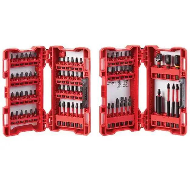 Shockwave Impact Driver Bit Set 74 Piece for Tough Jobs With Geometric Shock Absorption Forged Tips by Milwaukee in red case