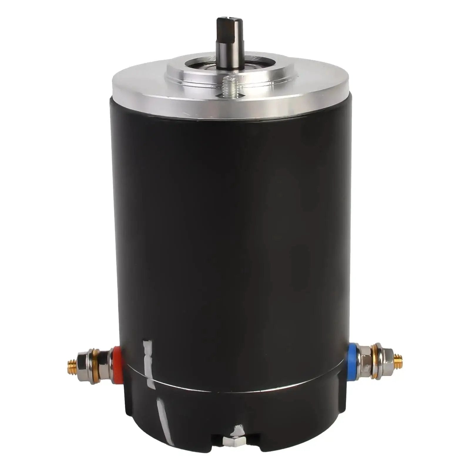 Front view of RV Hydraulic Pump Motor 12V for Lippert Leveling F000MM0809 5 167576 414018, black compact unit.