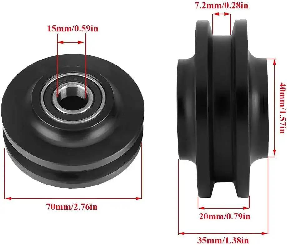 Sliding Barn Door Wheel U Groove Guide Pulley Roller Bearing Hardware, durable zinc alloy and nylon, dimensions labeled