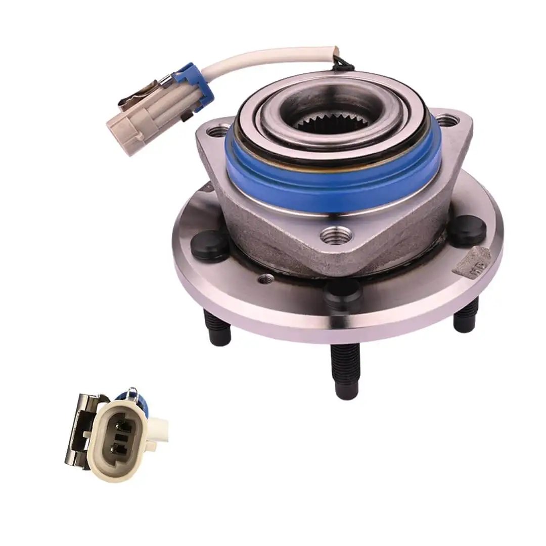 Front Wheel Hub Bearing Assembly Replacement Single Unit fits 1997 1998 1999 2000 2001 Cadillac DeVille Eldorado Seville without Heavy Duty Suspension First Design image showing top view with wiring connector