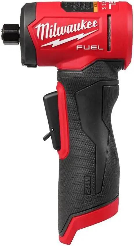 Right Angle Die Grinder M12 Fuel One Quarter Inch With Powerstate Brushless Motor, Shadowless LED Light, Spindle Lock For One Wrench Access