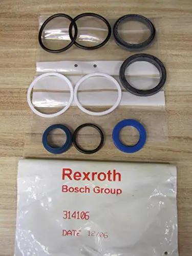 Seal Kit 314106 for hydraulic cylinders with mixed rings, 2 small metal, 4 medium metal, black rubber, white plastic, blue plastic