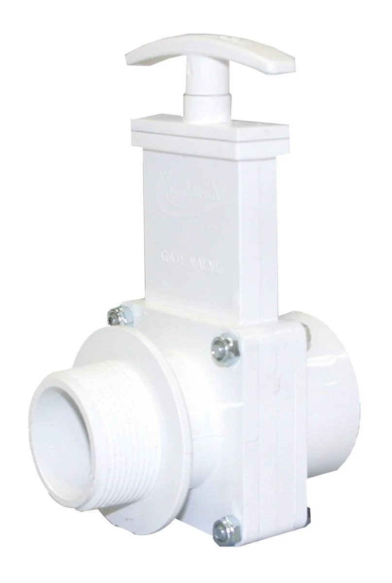 One And A Half Inch PVC Gate Valve With MPT To Slip Fittings White Leak Proof Seal Smooth Operation Easy Turn Durable Mechanical Valve For Plumbing And Water Systems By Valterra