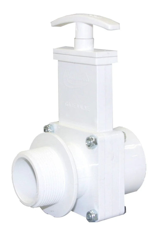 One And A Half Inch PVC Gate Valve With MPT To Slip Fittings White Leak Proof Seal Smooth Operation Easy Turn Durable Mechanical Valve For Plumbing And Water Systems By Valterra