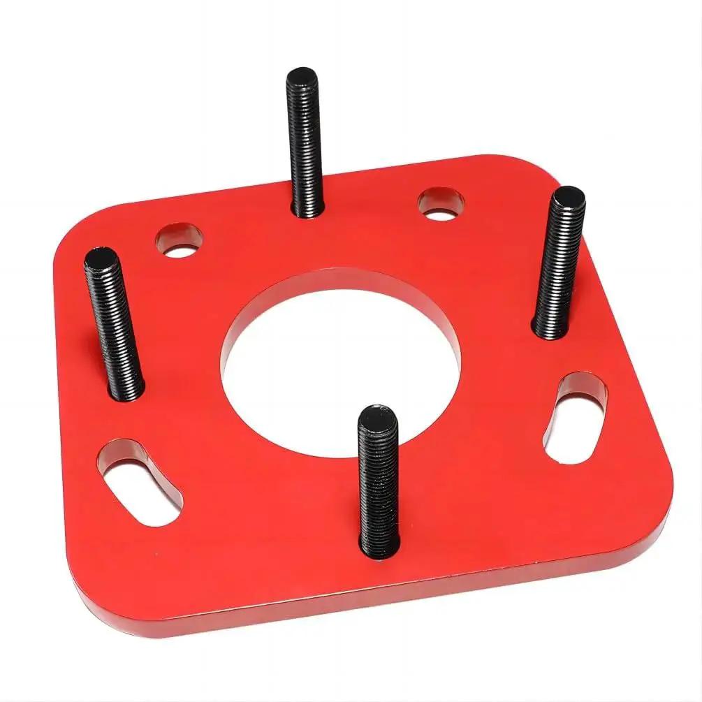 Rear Axle Bearing Puller And ABS Tone Ring Tool Kit adapter plate for Toyota, red with four bolts, front view