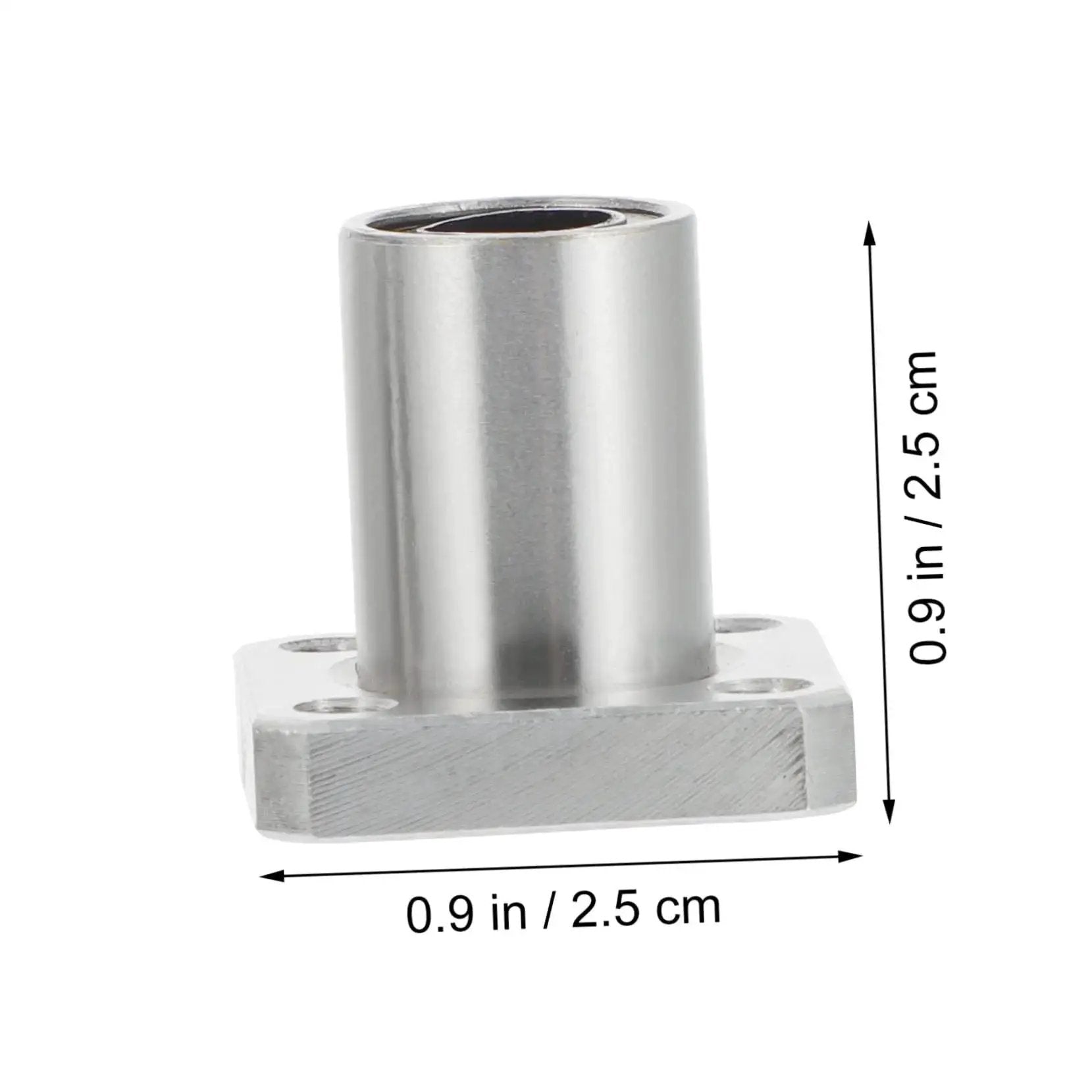 Two Pack Flange Linear Bearings for 3D Printers, steel circular flange bearing dimensions 0.9 in x 0.9 in, side view