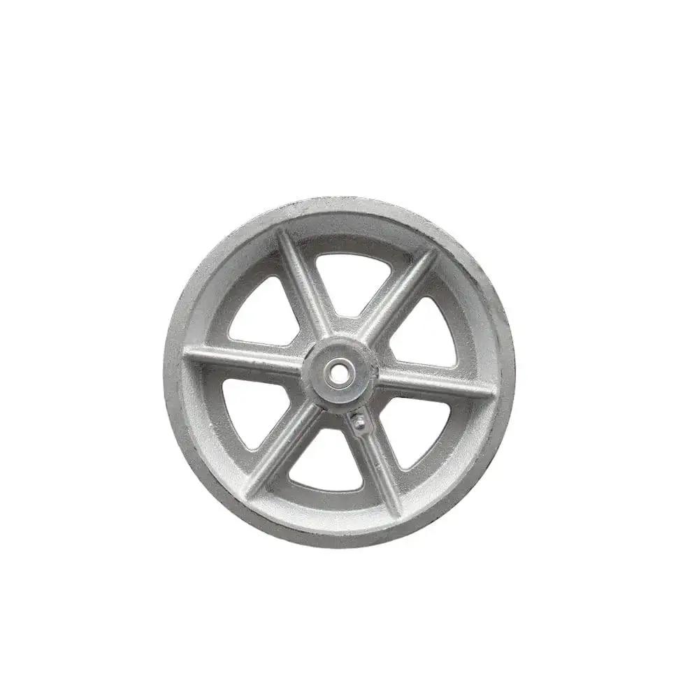 Front view of Replacement Wheel For Grainger 400K37 6 Inch Semi Steel Cast Iron V Groove Wheel With Roller Bearing, 6 inch diameter
