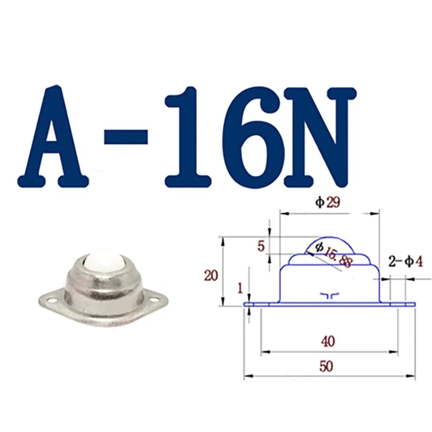 Roller Ball Transfer Bearing Caster With Round Durable Bull Wheel And Omni Ball Transfer Unit A 16N with dimensions diagram
