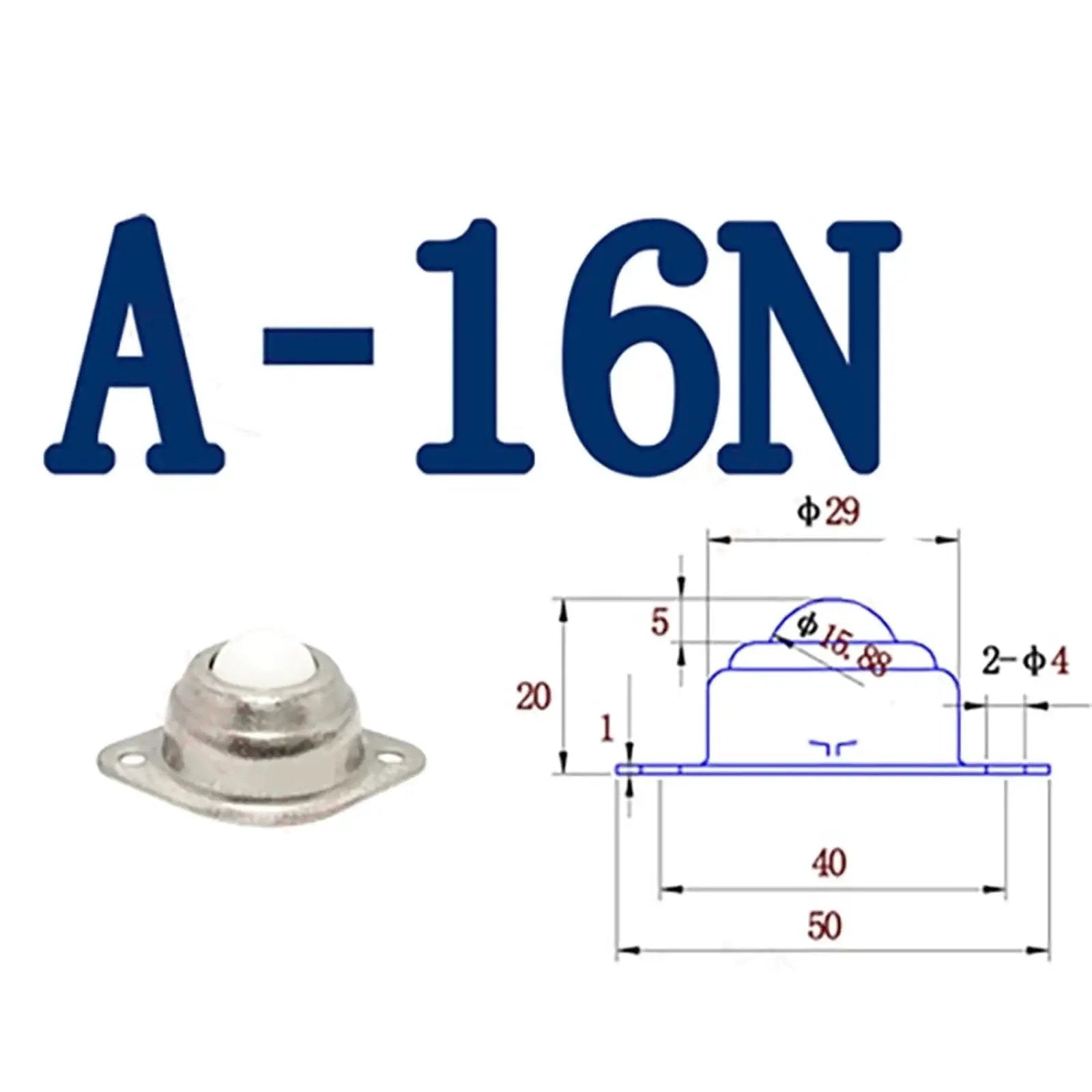 Roller Ball Transfer Bearing Caster With Round Durable Bull Wheel And Omni Ball Transfer Unit A 16N with dimensions diagram