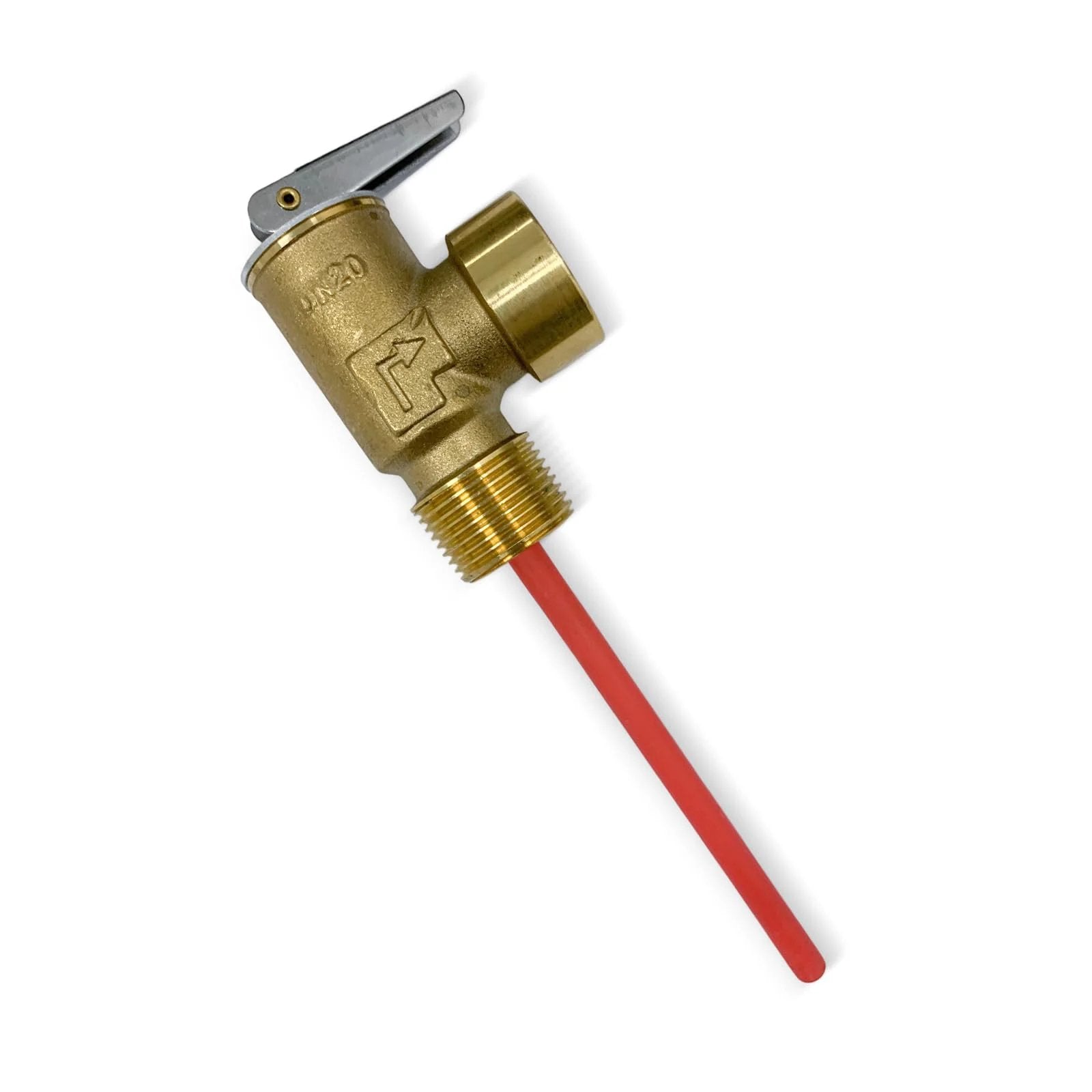 Beefed-Up Three Quarter Inch NPT Temperature And Pressure Relief Valve For RV Water Heaters And Tanks Brass Safety Valve Side View