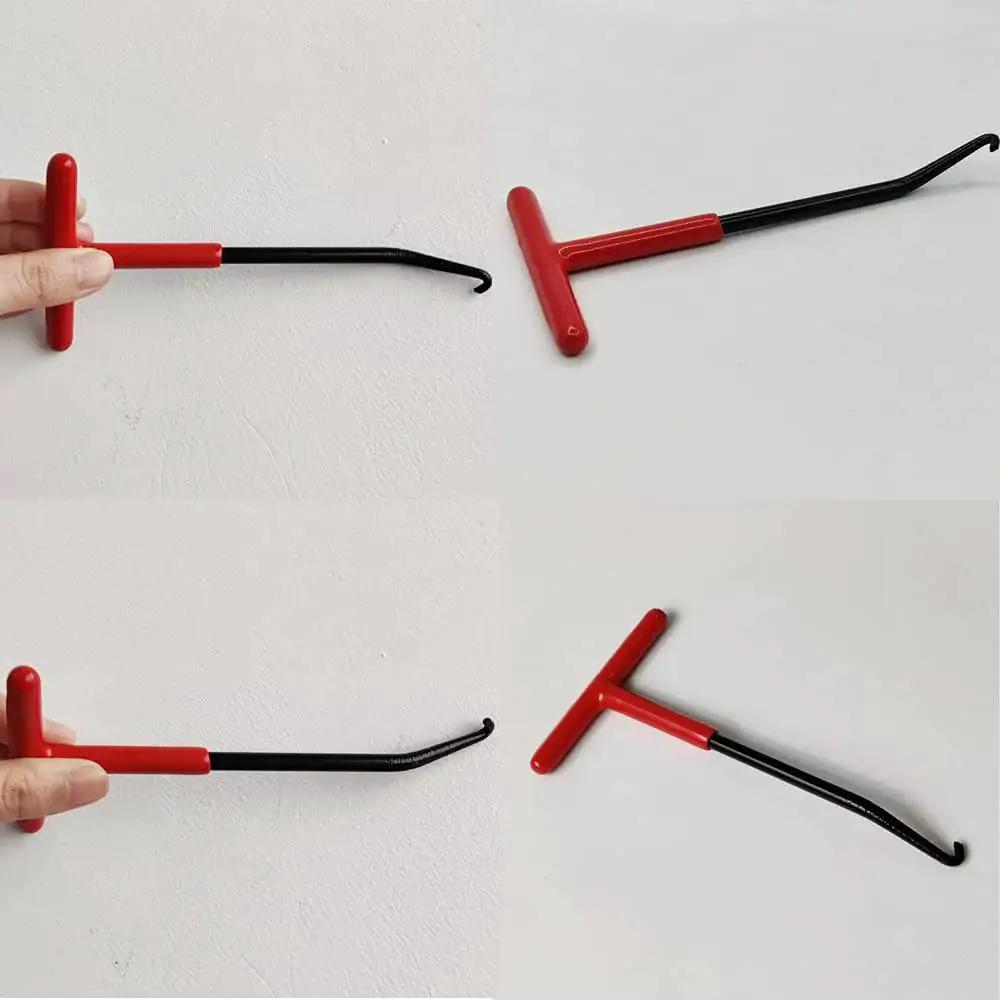 Exhaust Spring Hook T Shaped Handle For Motorcycle Rubber Coated Set Of 2 with red rubber grip and black metal hook